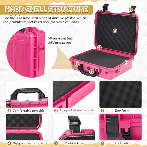 Relaxweex 11.3 x 8.6 x 4.2 Inch Hard Case, Grid Shell, Rose Red - color: Rose Red, size: 11.3 x 8.6 x 4.2 Inch, style: Grid Shell