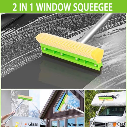 14Pcs Car Wash Kit, 62'' Car Wash Brush with Long Handle, Microfiber Scratch-Free Carwash Brush Mop Mitt Kit Car Car Washing Supplies Cleaning Kit for Cars RV SUV Truck Boat Green - color: Green-14pcs