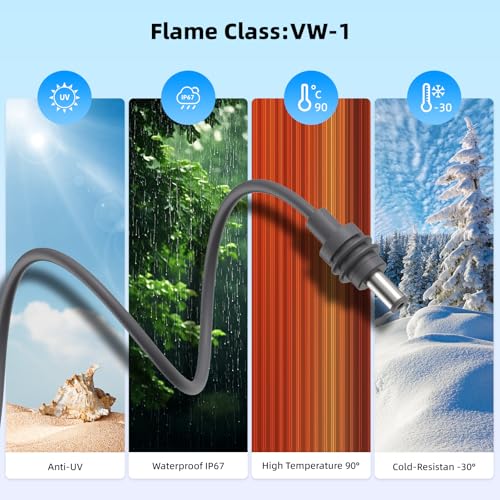 Starlink Mini Power Cable 20FT/6M, DC5521 Male to Male, Waterproof Mating — 18AWG Replacement Starlink Mini DC Power Cable - color: Gray, size: 20FT