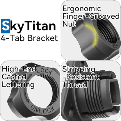 4 Pack 4-Tab Brackets Adapters Replacement Holders Parts for CarPlay Screen with 17mm Ball Socket, Fits 4-Holes Car Monitors for Dash Cam, Baby Camera Monitor, Backup Camera Monitor