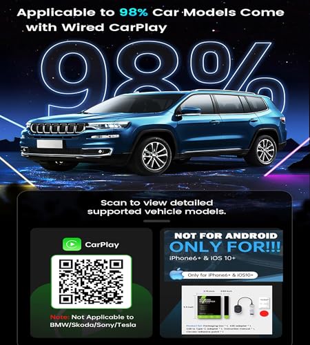 Wireless CarPlay Adapter for Apple (2025 Upgraded) - No Latency Wired CarPlay to Wireless, Instant Connectivity, Super Mini Car Play Dongle for iPhone Fit for Cars with Built-in CarPlay