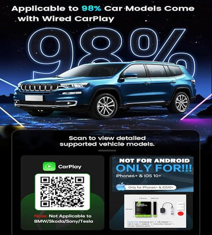 Wireless CarPlay Adapter for Apple (2025 Upgraded) - No Latency Wired CarPlay to Wireless, Instant Connectivity, Super Mini Car Play Dongle for iPhone Fit for Cars with Built-in CarPlay