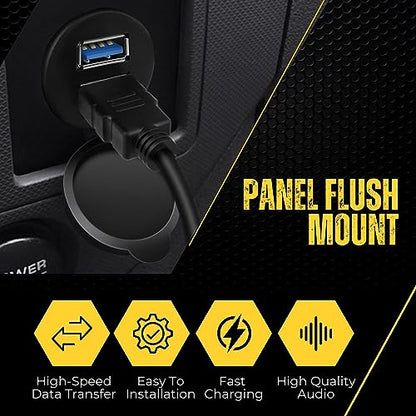 TNP Dual USB 3.0 Flush Panel Mount Extension Cable for Car Dash, 3 FT - size: 2 Ports USB3.0 (3 Feet)