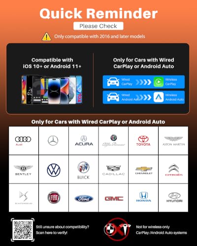 PASKOO 2026 Upgraded 4-in-1 Wireless CarPlay Adapter for iPhone & Android - size: 4IN1