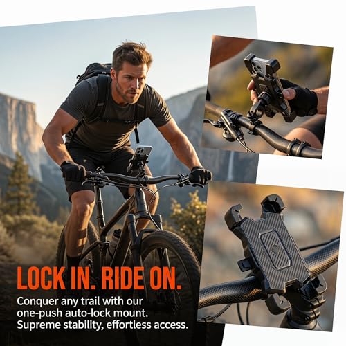 Bike Phone Holder Handlebar, Motorcycle Phone Mount, ATV Cell Phone Clamp, Scooter Phone Clip for 4.7-7.0" Smartphones, Universal Phone Holder