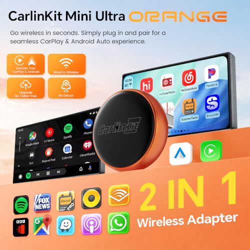 Carlinkit Mini Ultra 3 Wireless CarPlay & Android Auto Compact Adapter - color: Orange