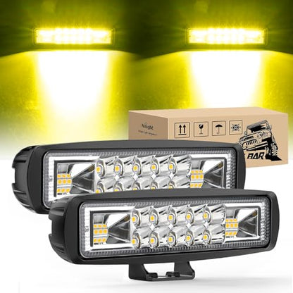 Nilight 2 PCS 6 Inch 60 W Yellow LED Light Pods Spot Flood Combo Beam - color: 60W Led Pods 2Pcs Yellow