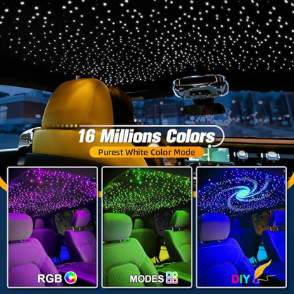 6W Mini Size Twinkle 550pcs*0.03in*9.8ft Starlight Headliner Kit, Star Lights for Car with Bluetooth APP/28key Remote Control/Music Effect, RGBW Fiber Optic Lights for Home Ceiling - size: 550pcs*0.03in*9.8ft
