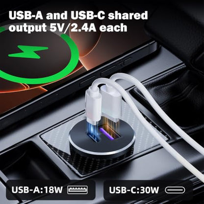 PENGLIN All-Aluminum QC 3.0 USB-A & USB-C PD3.0 Car USB Outlet DC12-24V