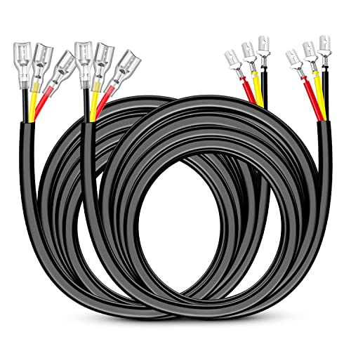 Nilight 2PCS 16AWG 10Feet Wiring Harness Extension for 6Modes Amber White Light Bar Strobe Play and Plug 3-Wires, 2 Years Warranty,Black - size: 16AWG -10FT 3Wires