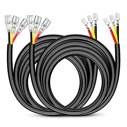 Nilight 2PCS 16AWG 10Feet Wiring Harness Extension for 6Modes Amber White Light Bar Strobe Play and Plug 3-Wires, 2 Years Warranty,Black - size: 16AWG -10FT 3Wires