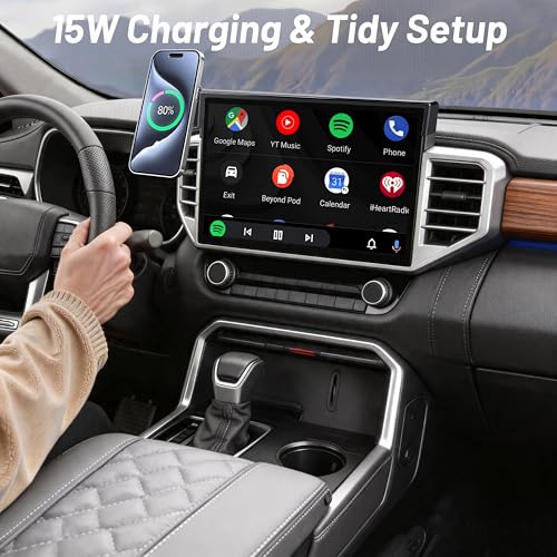 Phone Holder for for Toyota Tundra (2022-2025 2026, 14 Inch) / Toyota Sequoia (2023-26), MagSafe Car Mount Charger,Magnetic Holder,15W Wireless Charging,360° & Hands Free,3rd Gen Tundra Car Gadgets - size: Toyota Tundra | 2022-2026