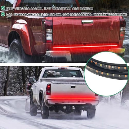 Yourkar Tailgate Light Bar, 59 Inch Single Row LED Tailgate Light Bar, LED Flexible Strip with Red Running Brake White Reverse Yellow Turning Signals Lights, Car Accessories - color: Single, size: 59"