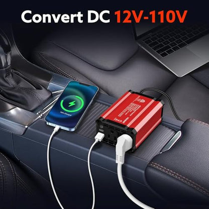 400W Power Inverter DC 12V to AC 110V Car Adapter - color: Red