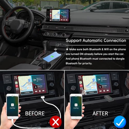 2IN1 Wireless CarPlay Android Auto Adapter for Apple iPhone ＆ Android (2025-2026 Upgrade), Convert Original Wired to Wireless CarPlay Adapter USB Dongle, Plug & Play, Fast Stable Connection