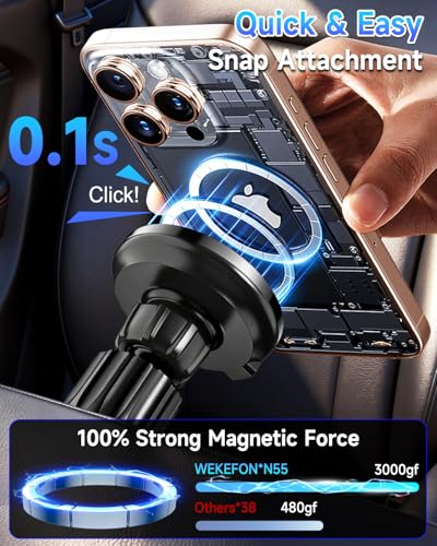 for MagSafe Car Mount Charger 15W Fast Magnetic Wireless Car Charger Holder - color: Black with Vacuum