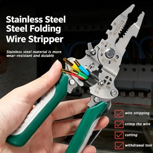 Foldable Wire Stripper, Multi-Function Crimping Cutting Pliers - color: Folding Wire Stripper