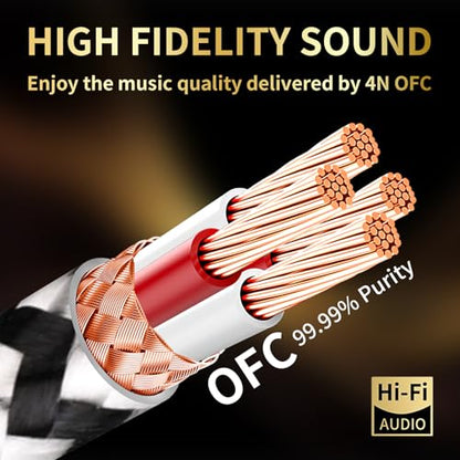 HiFi Aux to USB C, Type C to 3.5mm Audio Adapter Male Cable 5.9ft