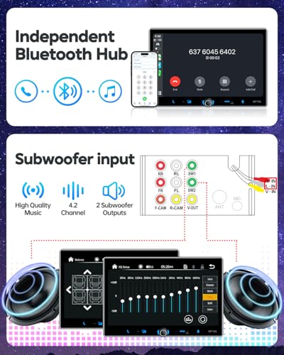 PLZ Single Din Car Stereo Wireless Apple Carplay Android Auto Radio, 10.1" Car Play Touch Screen, Bluetooth 5.3 Car Audio Receiver, 4.2 Channel 240W, Subwoofers, Backup Camera, Navigation, FM/AM, SWC - size: 10.1"