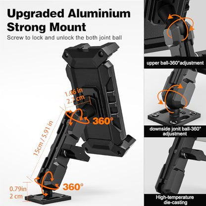 Tablet Holder for Truck, Heavy Duty Drill Base Tablet Car Mount with 5.91" Arm for Truck/Cars/Walls, iPad Holder Compatible with iPad Pro, Kindle Fire, and All 4.7-13.5" Devices