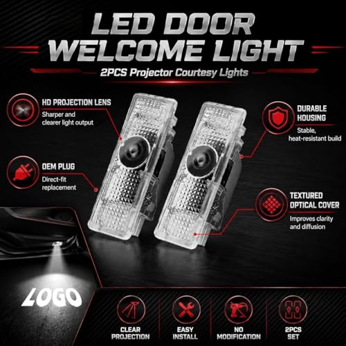 NZY Never Fade HD Door Light Logo Projector Compatible with 1/2/3/4/5/6/7/M/X/Z/GT Series Accessories, 2Pcs 3D LED Ghost Shadow Laser Car Courtesy Step Light Puddle Lamps - color: BM