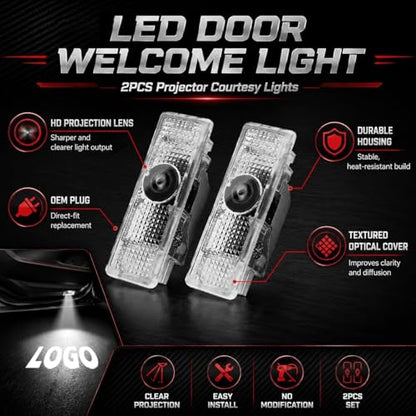 NZY Never Fade HD Door Light Logo Projector Compatible with 1/2/3/4/5/6/7/M/X/Z/GT Series Accessories, 2Pcs 3D LED Ghost Shadow Laser Car Courtesy Step Light Puddle Lamps - color: BM