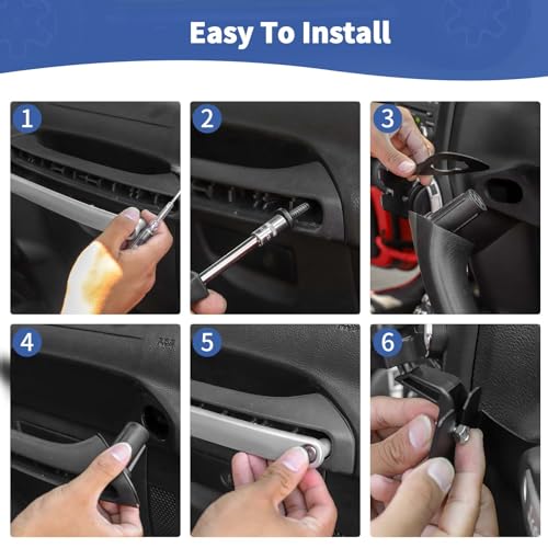 RT-TCZ for Wrangler JK Radio Mic Mount Holder, Passenger Grab Bar Walkie Talkie Phone Mount for Jeep Wrangler JK JKU 2011 2012 2013 2014 2015 2016 2017 - color: Black 11-17