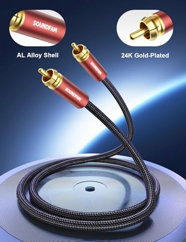 Subwoofer Cable RCA to RCA, Dual Shielded (Copper+Aluminum Foil) Digital Coaxial Audio Cable for Home Theater, Stereo, Amp - [ 10ft/3M, Red ] - color: COAX Subwoofer Cable, size: 10ft/3M