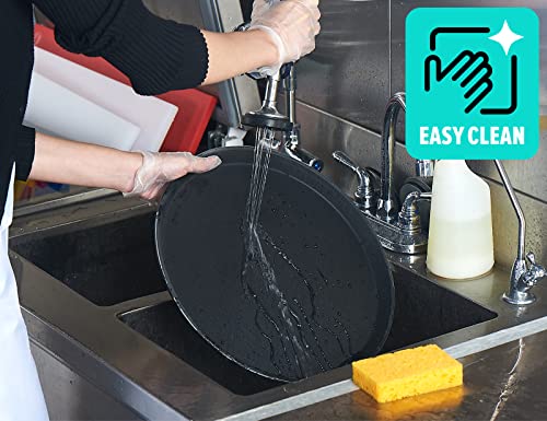 CURTA 2-Pack 16 Inch Round Non Slip Serving Tray, NSF Rubber Lined, Black - color: Black-round, size: 16 Inch