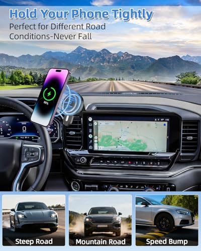 PZK Car Phone Holder for 2022-2026 Chevy Silverado/GMC Sierra 13.4'' Screen - color: Magsafe+ Wireless Charger, size: Silverado 1500 /GMC Sierra 1500 2022-2026