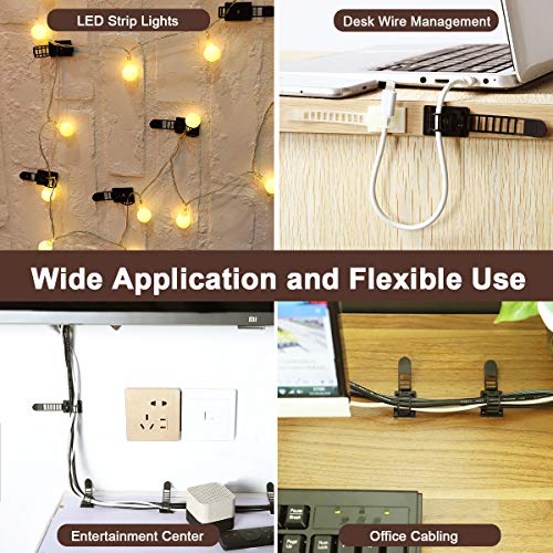 100Pcs Adhesive Cable Management Clips with 50Pcs Zip Ties, Adjustable Nylon Cable Strap Ties Wire Clips Clamps Organizer with Strong Adhesive Tape, Extra Screw & Hole - 3.55 Inch Black (Pack of 4) - color: Black, size: L-100pcs (Pack of 4)