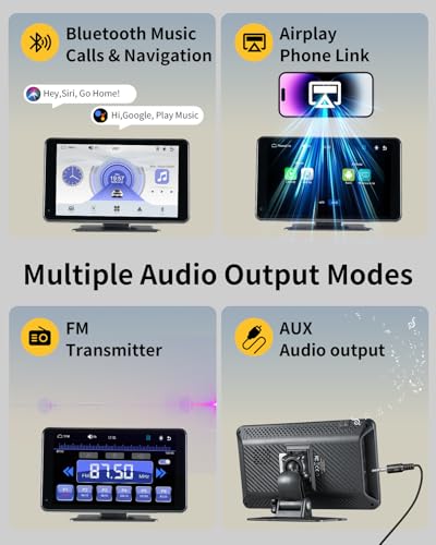 Wireless CarPlay & Android Auto Screen for Car - 7" Portable Car Stereo with 1080P Backup Camera, GPS Navigation, Voice Control, Bluetooth, FM, AUX - Universal Plug & Play Head Unit for Older Vehicles - size: 7 inch(7001)