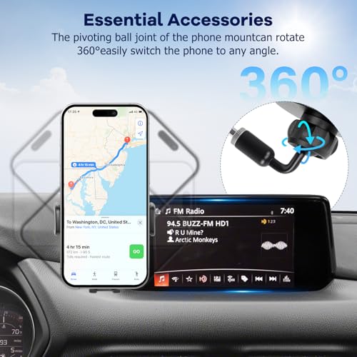 Car Phone Holder Fit for Mazda CX5 2021-2025 Accessories Dashboard Organizer with Cell Phone Mount 10.25-inch, Cell Phone Automobile Cradles Hands-Free 360 Degree Rotation - size: 2021-2025 Mazda CX5