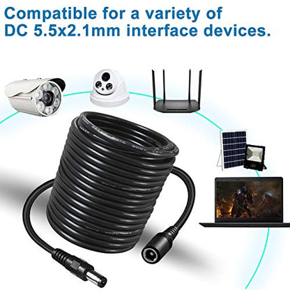 SIOCEN 33FT DC Power Extension Cable 2.1mm x 5.5mm,12v Power Supply Adapter for CCTV Security Camera Surveillance IP Camera Dvr Standalone LED Strip,Car,Long Male to Female Barrel Plug Cord - size: 33FT