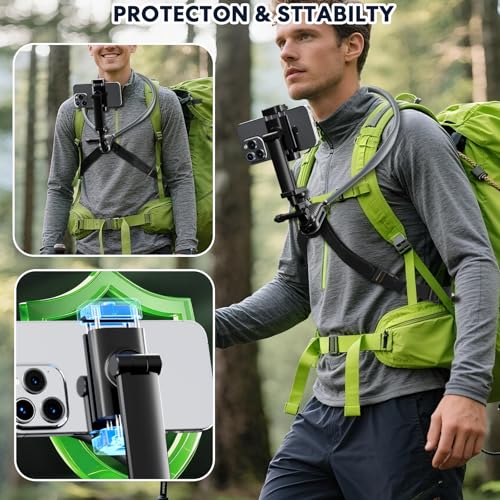 Hamillar Camera Phone Chest Neck Mount Holder for Video Recording iPhone Samsung 4-7 Inch Phones AKASO/Go Pro/Insta360X5/DJI360 (Cameras + Phone Mount)