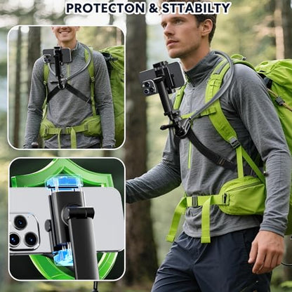 Hamillar Camera Phone Chest Neck Mount Holder for Video Recording iPhone Samsung 4-7 Inch Phones AKASO/Go Pro/Insta360X5/DJI360 (Cameras + Phone Mount)