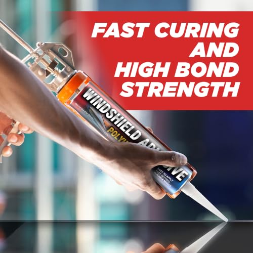 Urethane Windshield Adhesive - Quick Curing & Weather Resistant Auto Glass Adhesive, Vertical & Overhead Application, Windshield Repair Kit with Gloves, Applicator Tip & Cartridge - 310ml Black