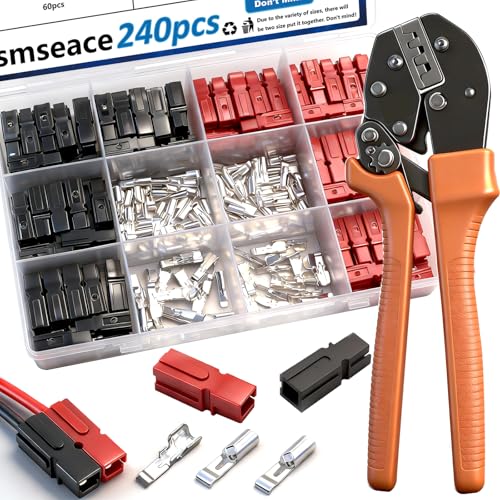 smseace 280Pcs Power Connectors with Crimping Tool 15/30/45 Amp Power Connectors1.5-6mm² (20-10AWG) Quick Disconnect Power connectors Quick Disconnect Terminals Connectors - size: 241Pcs-3Sizes
