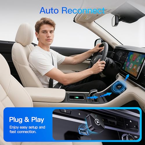 (2026 Upgraded) 2 in 1 Wireless CarPlay Adapter for Apple iPhone＆Android - color: Black