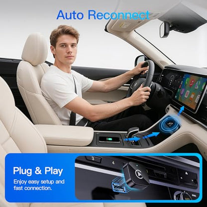 (2026 Upgraded) 2 in 1 Wireless CarPlay Adapter for Apple iPhone＆Android - color: Black