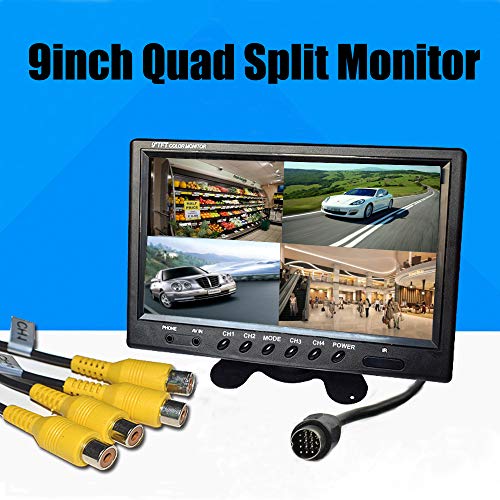Hikity 9 Inch Backup Camera Monitor Only Quad Split Screen - size: 9 Inch+Control Line