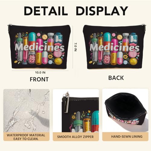 JIUWEIHU Medicine Makeup Bag Gifts，Colorful Medical Themed Cosmetic Bag - color: Multicolor 0076