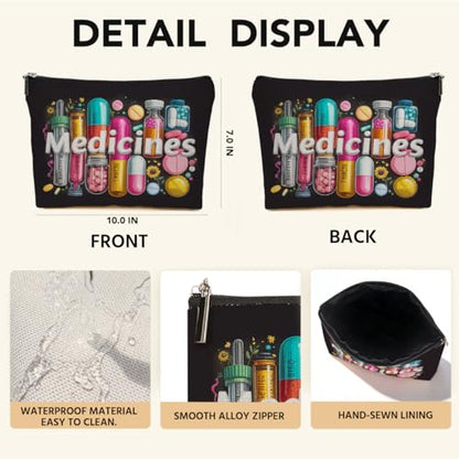 JIUWEIHU Medicine Makeup Bag Gifts，Colorful Medical Themed Cosmetic Bag - color: Multicolor 0076
