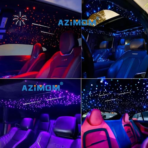 AZIMOM Mini 6W Twinkle 600pcs0.03in 13.1ft Fiber Optic Starlight Headliner+180pcs Pure White Meteor Shooting Star for Car Home, End Glow Fiber Strands Sound-Activated APP& Remote Control - size: 780pcs*0.03in*13.1ft