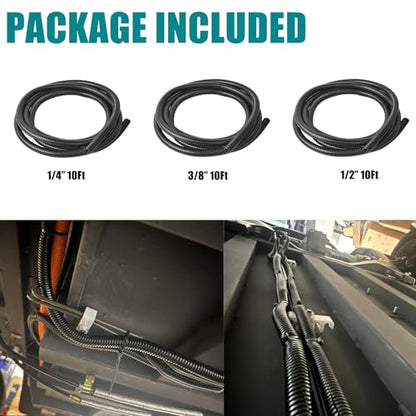 ALLWIN 10ft-1/4 10ft-3/8 10ft-1/2 Black Split Wire Loom Tubing Wire Conduit - size: 1/4"10ft 3/8"10ft 1/2"10ft