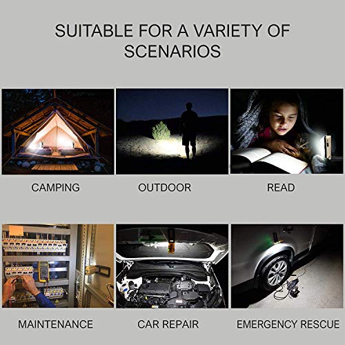 Magnetic LED Portable Working Light Rechargeable LED Work Flashlight Super Brightness 180 Rotatable Folding Snap Working Light for Car Repairing Emergency Camping Mountain Climbing