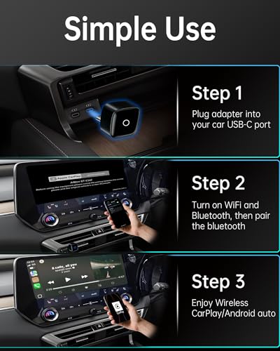 Wireless CarPlay & Android Auto Adapter USB-C Only for USB-C Vehicles - color: black
