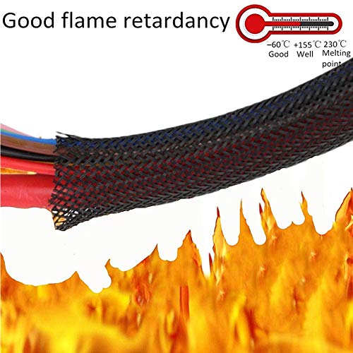 25ft - 1/4 Inch Cable Management Sleeve Protector,Wire Loom PET Expandable Wire Sleeving for Office TV Computer Home Theater Engine Bay Cord Organizer,Protect Cables from Pet Cat Dog Chewing,BlackBlue