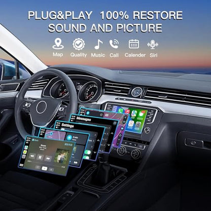 Wireless CarPlay Adapter for Apple iPhone - Converts Factory Wired to Wireless CarPlay, Plug-and-Play, Auto Connect, Compatible with Car from 2014 Onwards & iOS 10 +