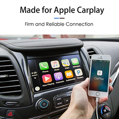Car Apple Carplay Cable, USB A to Lightning Cable for iPhone 14, 14 pro max,13,Plus,SE 2nd/12/11/Xs/XR, iPad 4/5/ 6/7/ 8, Mini 2/3/4/5, Air 2/3 Charger Cord, Car Charging Cable (Pack of 3) - size: 3.3FT (Pack of 3)